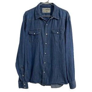 Urban Pipeline Shirt Men's XL Blue Denim 100% Cotton Snap Front Sustainable Soft